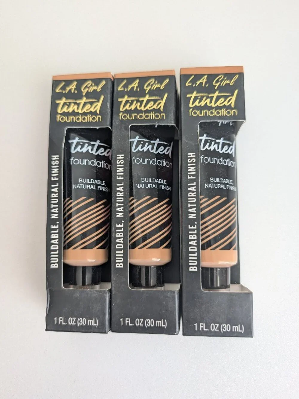 L.A. Girl Tinted Foundation TAWNY GLM759 Lot of 3 New with Box 1oz/30ml
